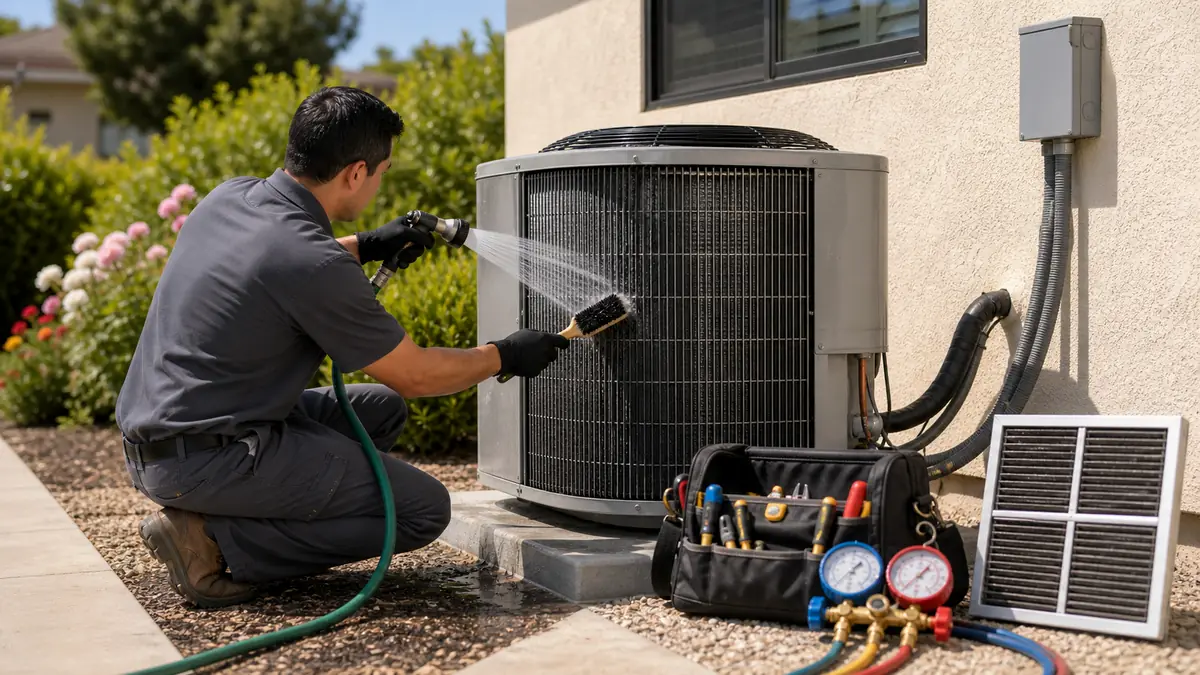 Annual Mitsubishi mini-split tune-up and coil cleaning in Glendale, CA